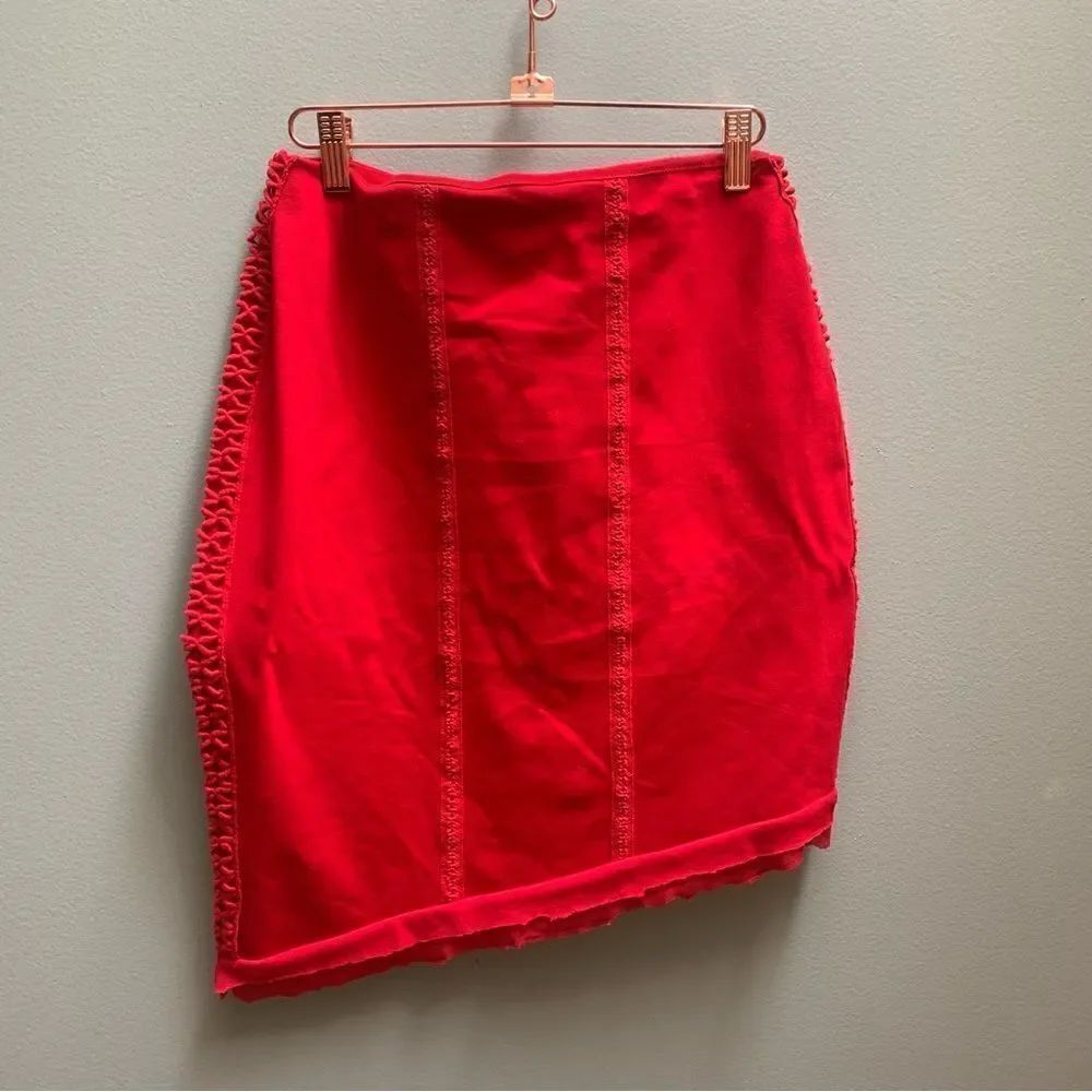 Free People Red Asymmetrical Skirt Size Medium